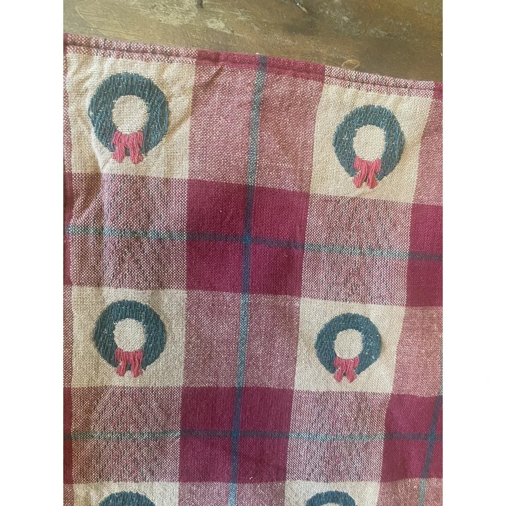 Park Designs Christmas Wreath Plaid Placemats Set of 12 Red Tan Cotton Size‎ OS